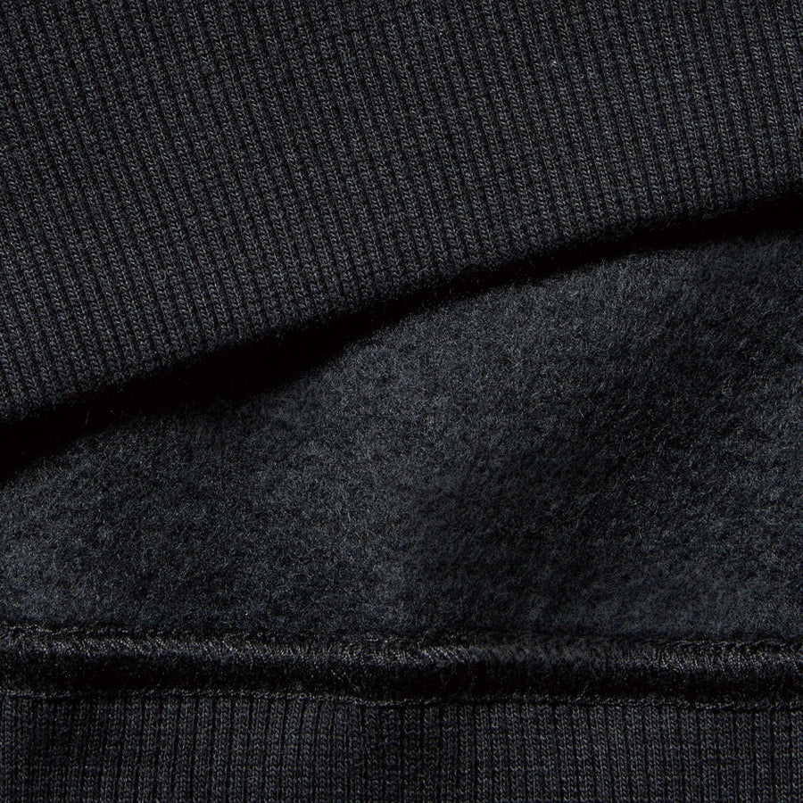 裏起毛 オーバーサイズド スウェット フルジップフーディー ボックスロゴ ウーブンパッチ ブラック