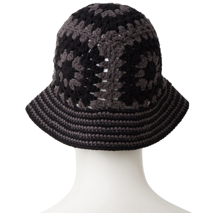 クロシェ ニットバケット ダークグレー/ブラック