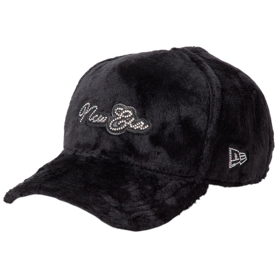 9FORTY A-Frame Micro Fur ラインストーン NEW ERA ロゴ ブラック