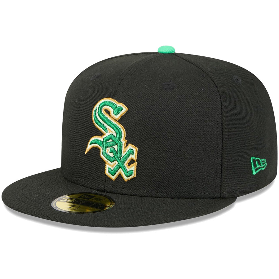 ニューエラ キャップ NEW ERA 59FIFTY MLB St. Patrick's Day シカゴ・ホワイトソックス ブラック 14865041 右斜め