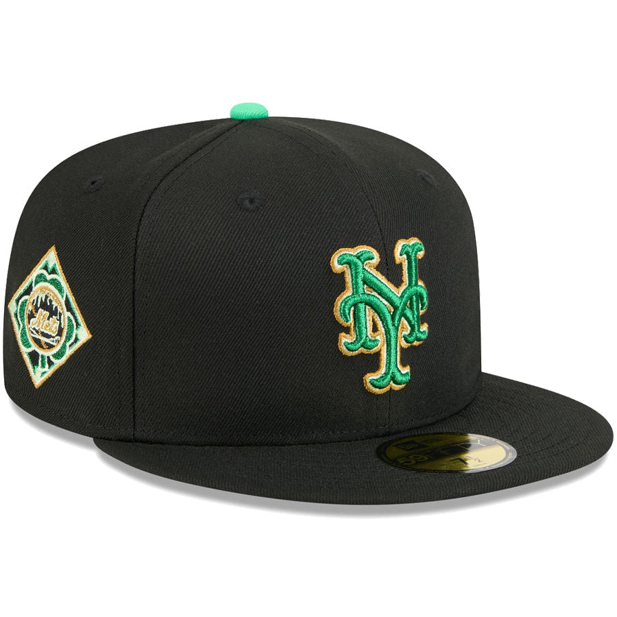 ニューエラ キャップ NEW ERA 59FIFTY MLB St. Patrick's Day ニューヨーク・メッツ ブラック 14865039 左斜め