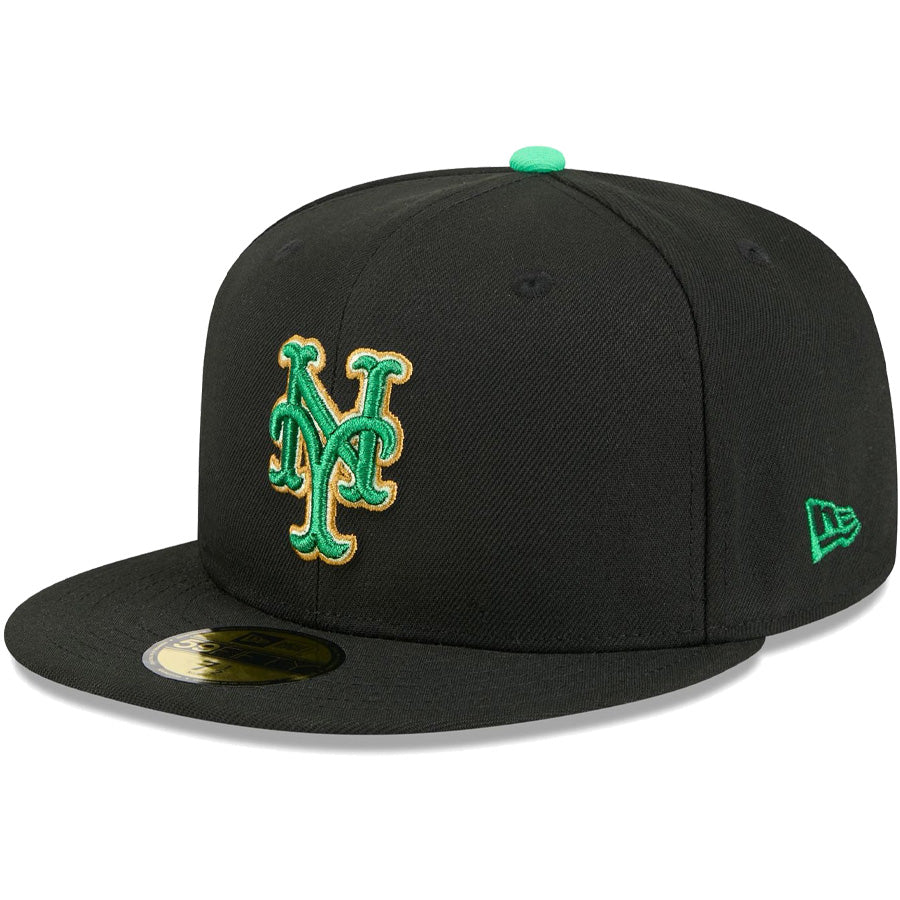 ニューエラ キャップ NEW ERA 59FIFTY MLB St. Patrick's Day ニューヨーク・メッツ ブラック 14865039 右斜め