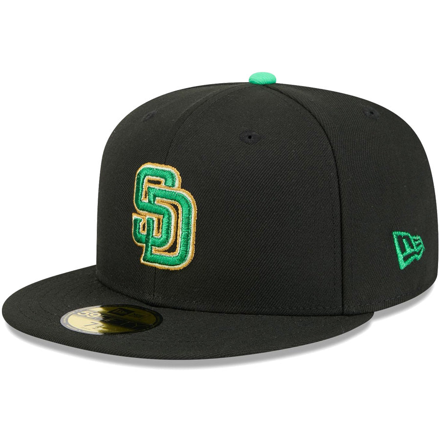 ニューエラ キャップ NEW ERA 59FIFTY MLB St. Patrick's Day サンディエゴ・パドレス ブラック 14865037 右斜め