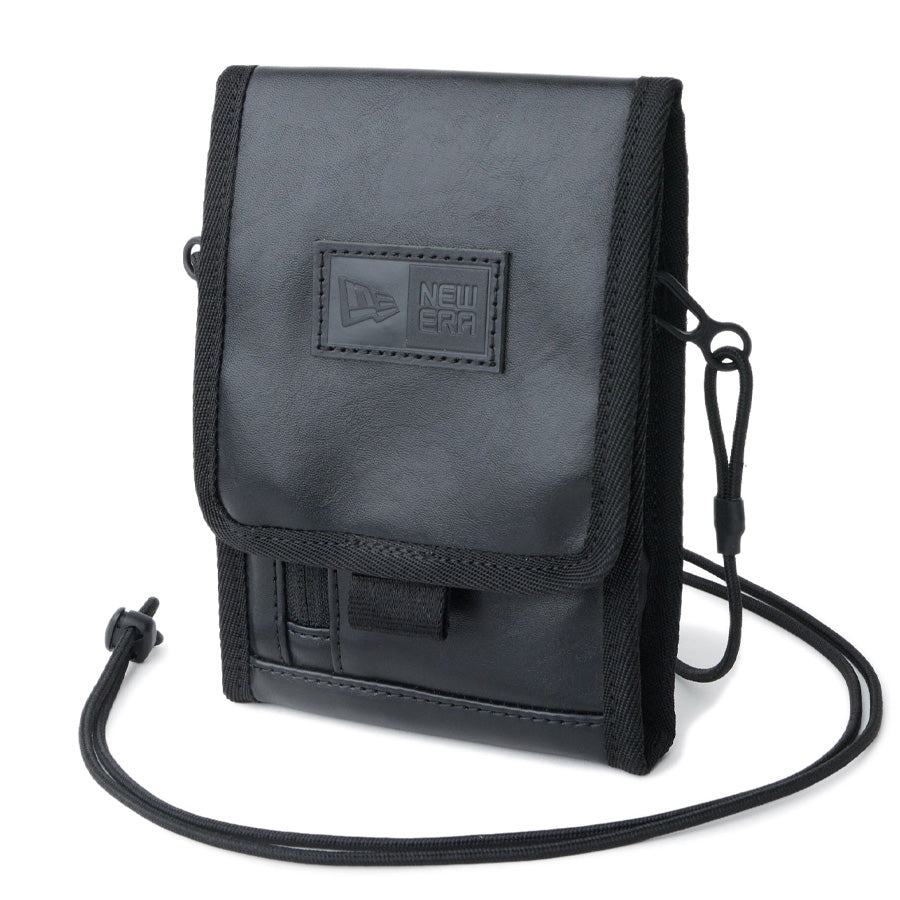 new era ニューエラ ネックポーチ 0.3L シンセティックレザー ブラック 14750877 右斜め
